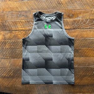 Youth boys Under Armour Charcoal and black Loose Fit sleeveless Shirt